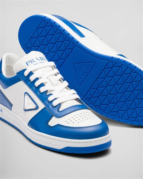 prada white and blue sneakers|prada canvas and leather sneaker.